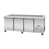 thumbnail of Skyrainbow SNACK-Line, Kalte Theke, 5x GN1/1, Granit rosa-grau, 188x82x85.5 Glasaufbau Klarglas  mit Zwischenablage, H=496mm