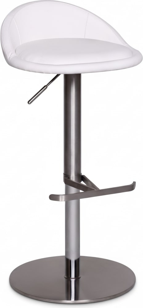 Barhocker `Donau`, höhenverstellbar, halbrunde Rückenlehne, Edelstahl, max. 110 kg Belastung. Weiß, 43x43x90 cm | Kadima Design