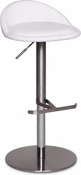 thumbnail of Barhocker `Donau`, höhenverstellbar, halbrunde Rückenlehne, Edelstahl, max. 110 kg Belastung. Weiß, 43x43x90 cm | Kadima Design