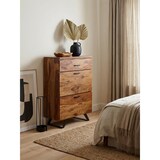 thumbnail of Kommode 80x120x41,5 cm Sheesham Massivholz / Metall Flurkommode, Sideboard Highboard mit Baumkante, Kommodenschrank Holz Modern, Standschrank