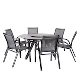 thumbnail of Conjunto de mesas e cadeiras de jardim, Redondo, Alumínio, Cor Antracite, Mesa: 135 cm de diâmetro Cadeiras: 56x66x90 cm de altura