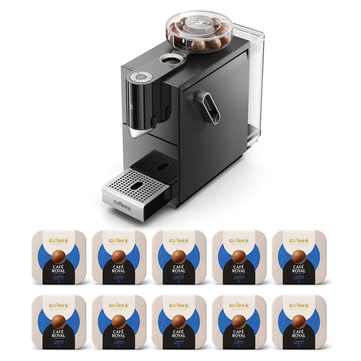 Machine à Café CoffeeB COSMOS + 90 Boules de Café CoffeeB Espresso Lungo - 100% Compostables