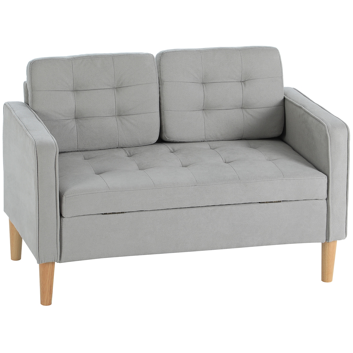 2-Sitzer-Sofa aus Samt in Hellgrau mit Stauraum, 117x62x78 cm