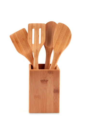 Excelsa set de utensilios con portautensilios Eco Living de bambú natural