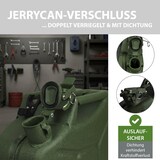 thumbnail of 3x Benzinkanister Kraftstoffkanister Metall 10 Liter Hammerschlag  Olivgrün inkl. Ausgießer + Halter