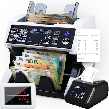 Jubula MV-500 Macchina conta banconote + Stampante Termica Jubula MPR-1  | EUR USD GBP | Macchina conta soldi | Contabanconote | Contasoldi