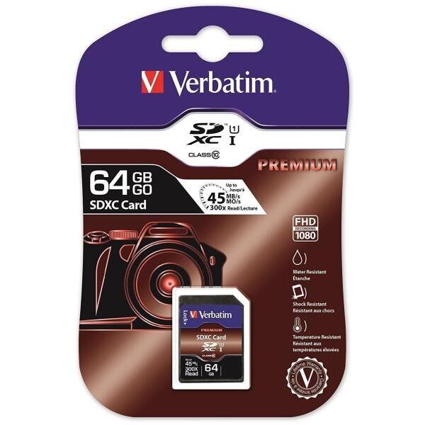 Tarjeta de memoria micro sd verbatim premium sdxc c10/u1 64gb