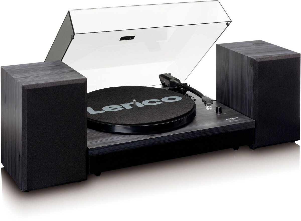 LENCO LS-300BK Plattenspieler mit ext. Lautsprechern, schwarz.