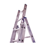 thumbnail of Stehleiter 3x8 Stufen Länge 4,6m 221x41cm ALU SZAGATO Stufenleiter Stehleiter ausziehbar Mehrzweckleiter Standleiter Schiebeleiter 3x8 Stehleiter