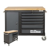 thumbnail of Werkstattwagen DELUXE 6 Schubladen + Tür unbestückt mit massiver Arbeitsplatte Anthrazit/grau