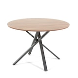 thumbnail of Table ronde ⌀110 cm, pieds croisés en métal, plateau stratifié, table à manger pour 4 personnes, pieds en X, style moderne - Carlo - Bois
