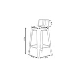 thumbnail of Taburete de bar con respaldo de metal plateado - Altura 76 cm