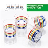 thumbnail of Benetton - Set mit 4 Wassergläsern, 0,345 l, mehrfarbig, dünne Streifen, Kristall