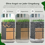 thumbnail of Merax Outdoor Mülltonnenbox für 3×240L Mülltonnen, 199×80×128 cm, 3-türige Mülltonnenverkleidung mit Pflanzkasten, Grau