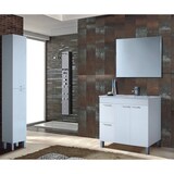 thumbnail of Dmora Unterschrank Lakewood, Badezimmerschrank, Kleiderschrank mit 2 Türen und zWeißchubladen mit Spiegel, 80x45h80 cm, Glänzend Weiß