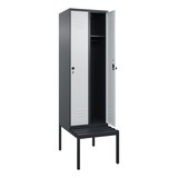 thumbnail of C+P Spind Classic PLUS, Kunststoff untergebaute Sitzbank, 2 Abteile, HxBxT 212x60x82cm, Sicherheitsdrehriegel, Anthrazit/Hellgrau von PROREGAL