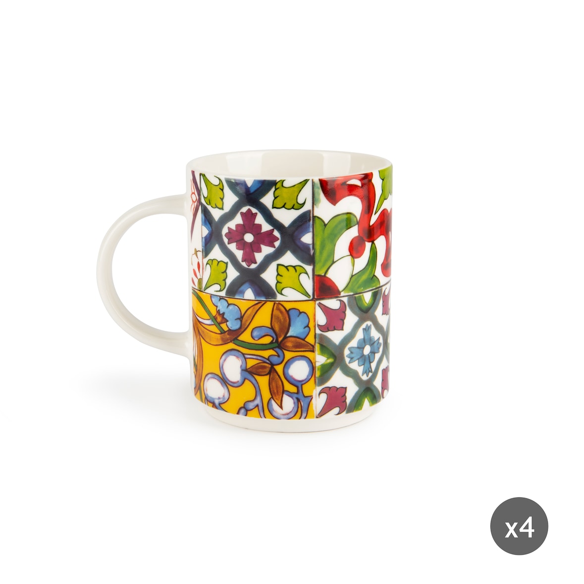 Excelsa set 4 mug Lisbona porcellana 7,5x10 cm multicolor