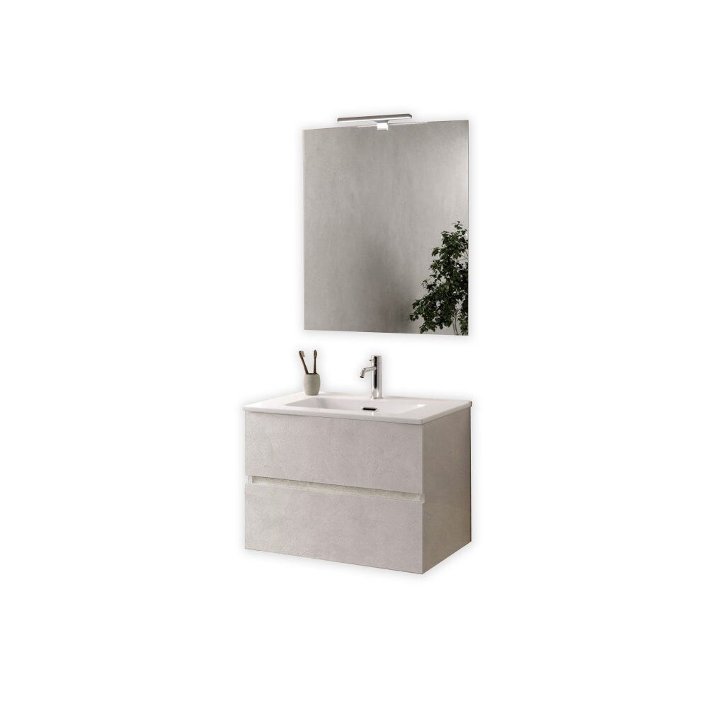 AQA Design Composizione da bagno in melaminico ORIZON  bianco pietra L.81 P.46,5 H.190 MPOR08-BCOP