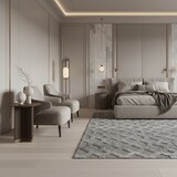 thumbnail of Teppich 3D-Effekt Geo-Muster Skulptural Waschbar Strapazierfähig Wohnzimmer Esszimmer Grau 240x340 cm OEKO-TEX – GENF von Kadima Design