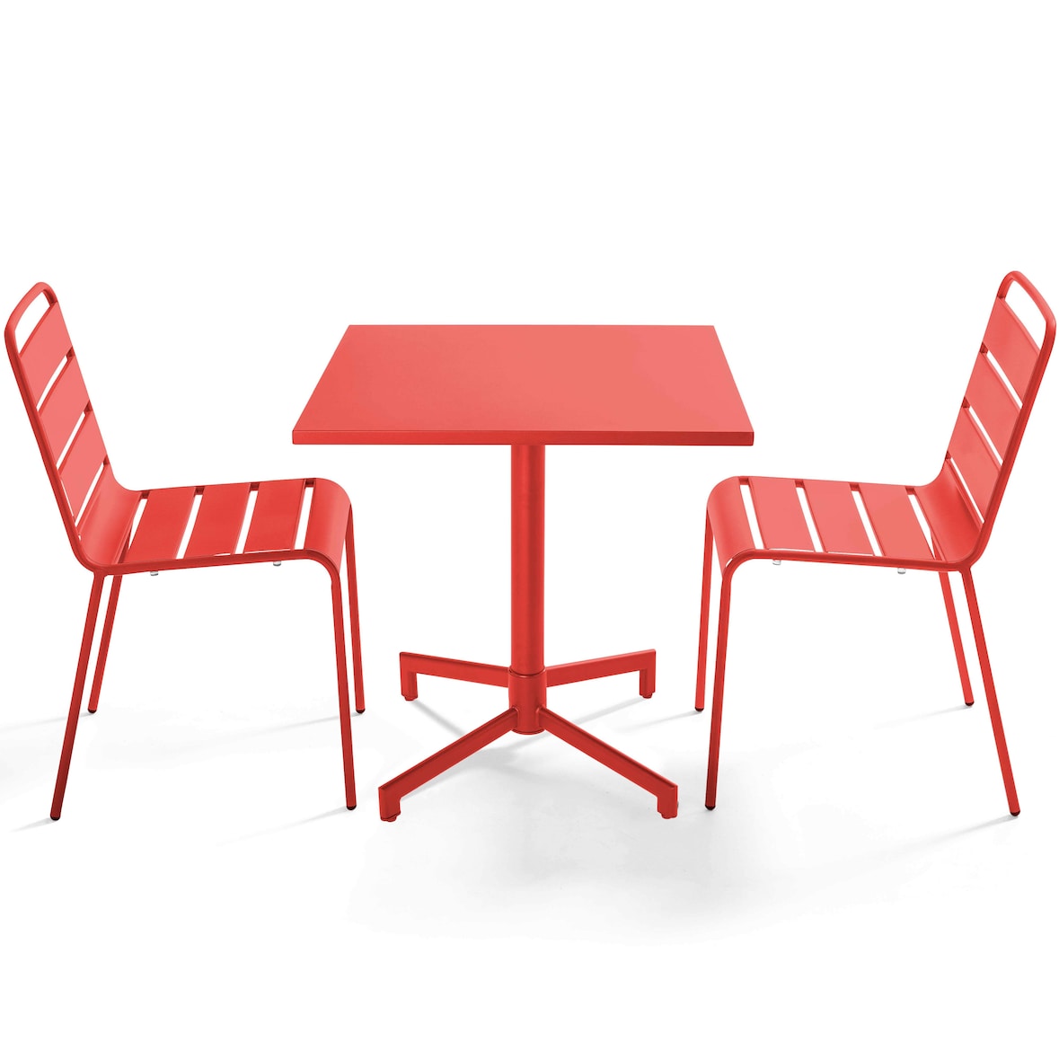 Set tavolo e 2 sedie da giardino in metallo da 70 cm rosso oviala