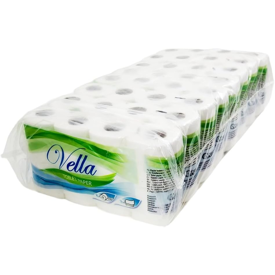 64 Rollen Toilettenpapier , 3-lagig, Zellstoff weiß, 150 Blatt je Rolle