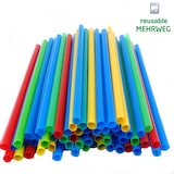 thumbnail of 500 MEHRWEG Jumbo Trinkhalme Plastik bunt  220*7 mm