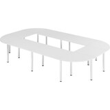 thumbnail of bümö Konferenztisch O-Form 400x240 cm großer Besprechungstisch in weiß, Besprechungstisch mit Chromfüßen, Meetingtisch für 14 Personen, Tisch für