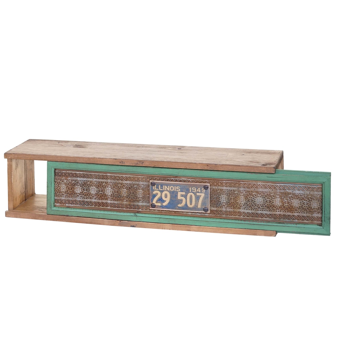 Décoshop26 - Mensola da parete mensola sospesa in legno massello di pino stile patchwork vintage 65 x 16 x 13 cm 04_0006787