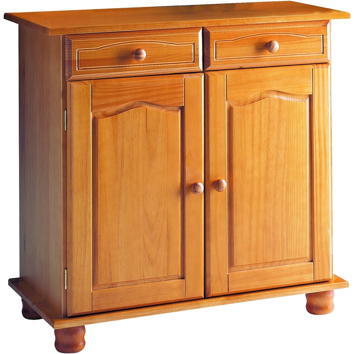 credenza 2 ante e 2 cassetti, pino massiccio, Moblit, serie Canet, misure: (86x88x42) cm (altezza/larghezza/profondità), colore miele