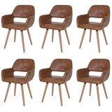 thumbnail of Set van 6 eetkamerstoelen HWC-A50 II, keukenstoel, retro jaren 50 design ~ kunstleer, imitatiesuède, lichtgekleurde poten