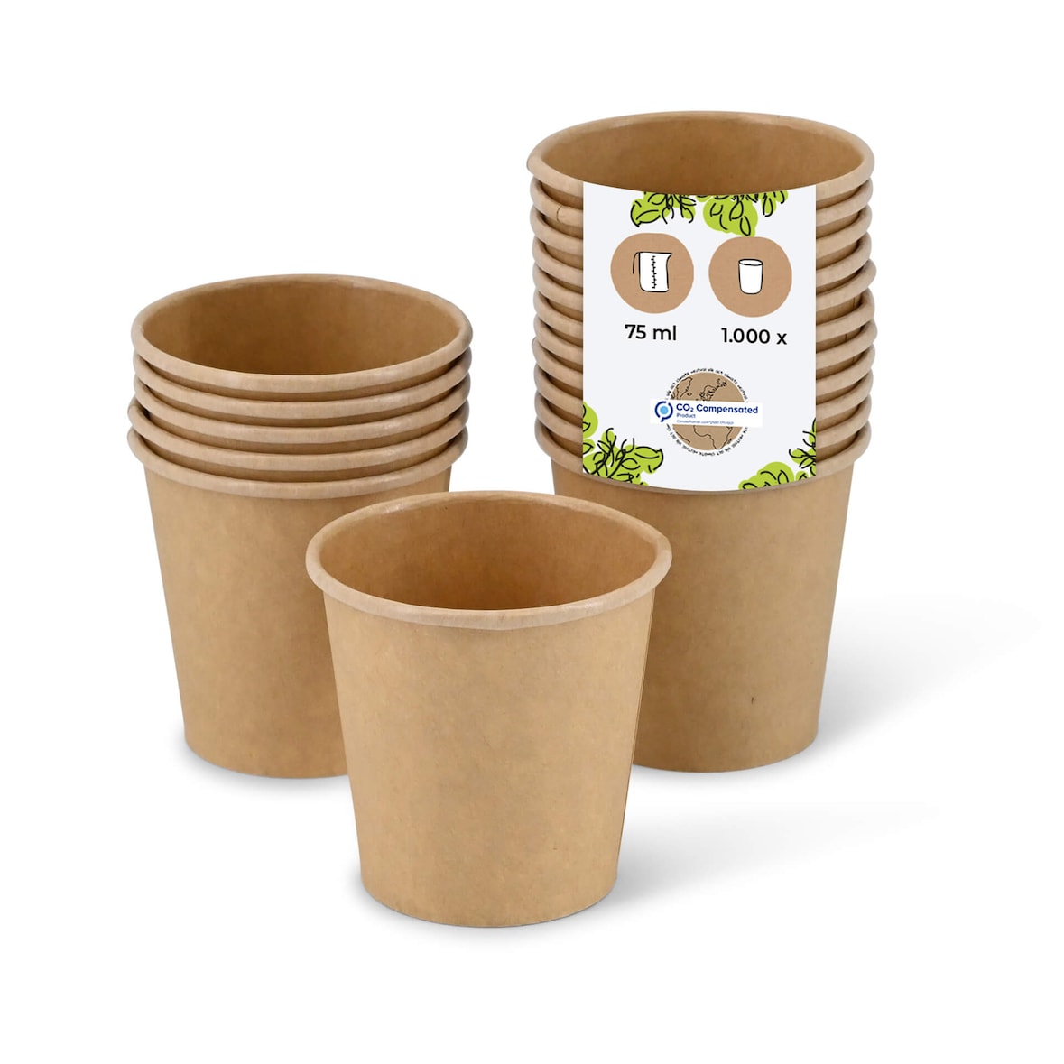 BIOZOYG Portionsbecher 50 Stück 75 ml braun Pappbecher to go Becher Dipschalen Dessertschalen Einweggeschirr - Alternative zum Plastikbecher