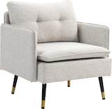 thumbnail of HOMCOM sillón de salón moderno butaca de salón tapizado en lino con cojines reposabrazos y patas de acero para dormitorio sala de estar oficina crema