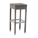 thumbnail of METRO Professional Taburete de bar Barbados, aluminio / ratán PE, 34 x 34 x 76 cm, con reposapiés, resistente a la intemperie, color piedra