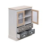 thumbnail of Rebecca Mobili Mobiletto Vetrinetta Shabby con 4 Cassetti 2 Ante in Legno Bianco Beige Grigio