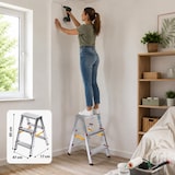 thumbnail of Escabeau Double 3 Marches Aluminium Pliable 65 cm – Marchepied Stable Antidérapant Charge 150 kg pour Bricolage et Travaux VITO