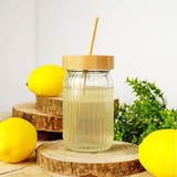 thumbnail of WellHome - Vaso de cristal con tapa de bambú de 500ml