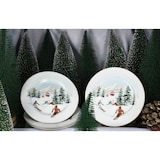 thumbnail of 4x Chalet Kuchenteller 4 Pers. Porzellan Dessert-Teller Ski Alpen Geschenkkarton