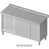 thumbnail of Stalgast Edelstahl Arbeitsschrank mit Schiebetüren, 1500x600x850 mm, mit Flügeltürschrank links, mit Aufkantung, verschweißt