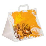 thumbnail of VEPATIM 250 Papiertragetaschen aus Kraftpapier Motiv Steinofen mit Flachhenkeln 320+220x270mm 80g weiß