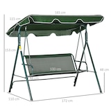 thumbnail of Outsunny columpio balancín de jardín exterior de 3 plazas con cojín techo ajustable y marco de acero para balcón terraza carga 240 kg 172x110x153 cm