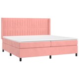 thumbnail of vidaXL Boxspringbett mit Matratze & LED Rosa 200x200 cm Samt