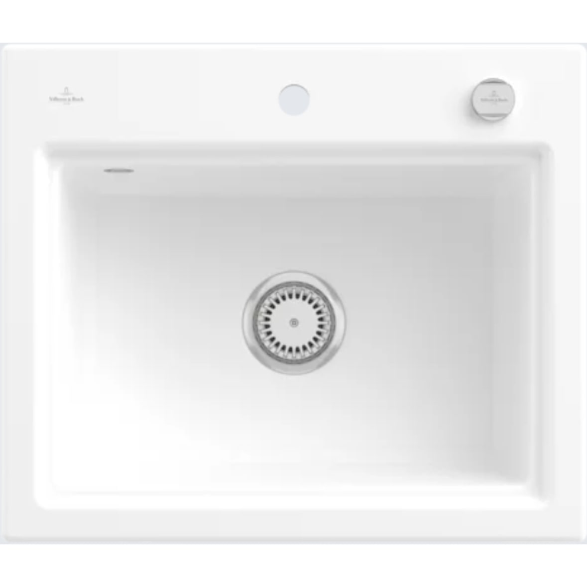 Villeroy&Boch Rechteckiges Spülbecken, Keramikspüle Subway Style 60 S Stone White 60x51cm, Unterschrankbreite 60cm