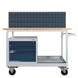 thumbnail of PROREGAL Mobile Werkbank Light Rhino mit Ablagefach, 3 Schubladen, Lochplatte, 4 Rollen | HxBxT 131x130x60cm, Traglast 300kg | Lichtgrau/Anthrazitgrau