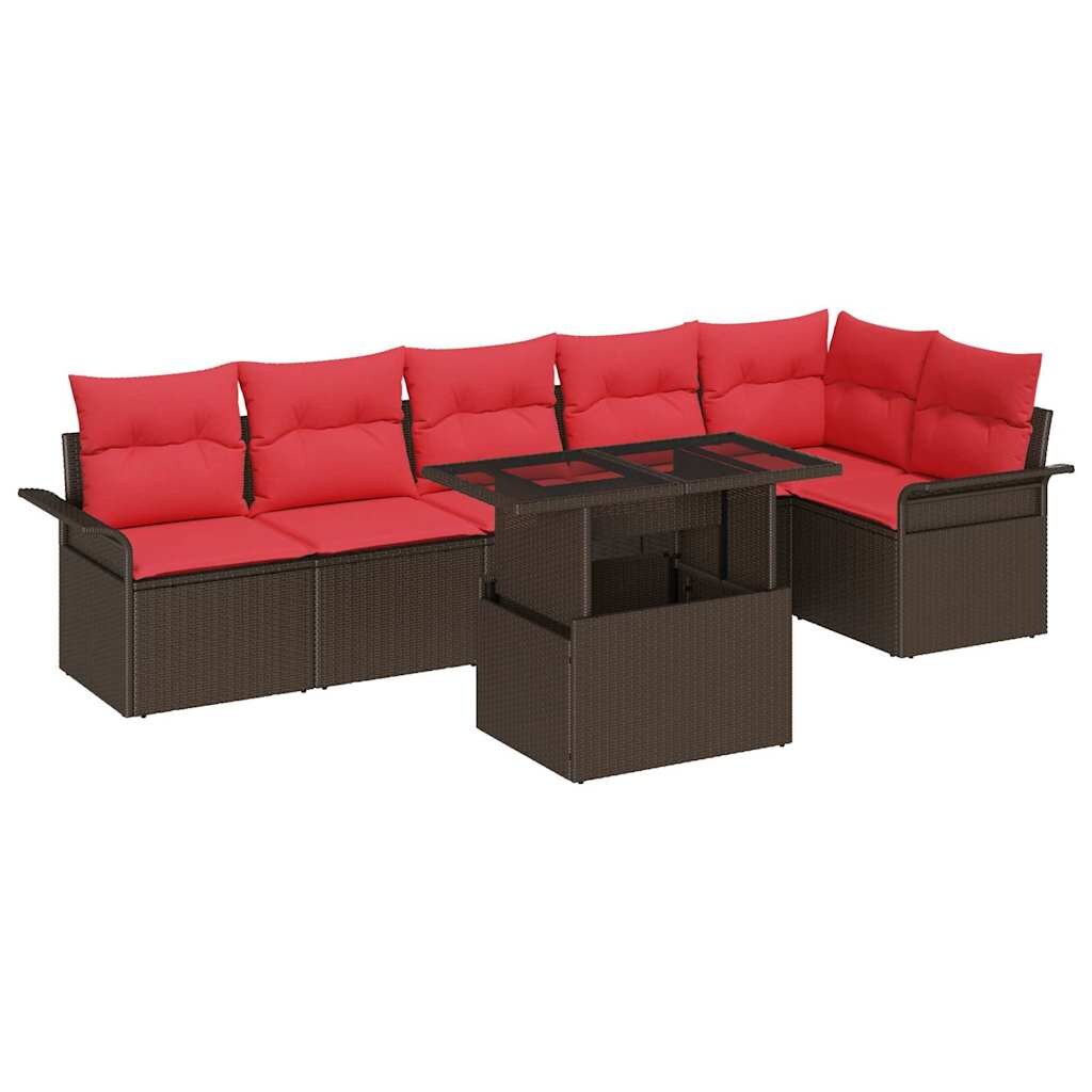 vidaXL Gartensofa-set 7 stk. Braun [Synthetisch]: Poly Rattan