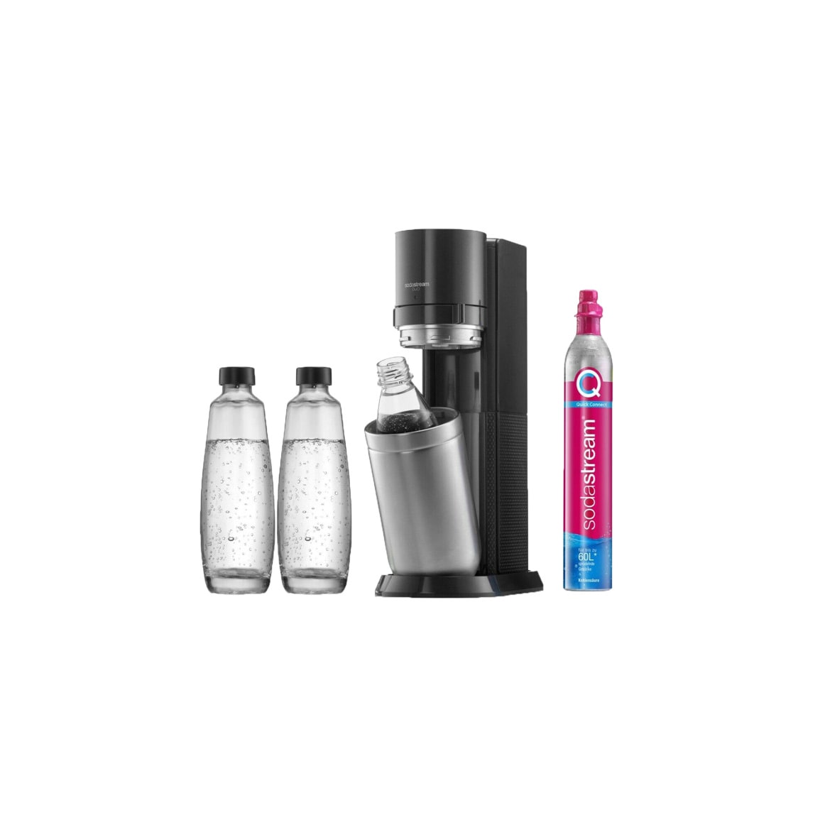 Sodastream DUO Vorteilspack black, Wassersprudler, Quick Connect-Technologie