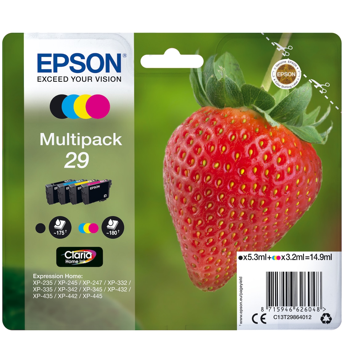 Epson Multipack Cartouche Fraise - Noir, Cyan, Magenta, Jaune