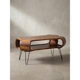thumbnail of Couchtisch 100x60x47 cm Sheesham Massivholz Metall Sofatisch, Design Wohnzimmertisch Rechteckig mit Stauraum, Kaffeetisch Massiv, Großer Tisch
