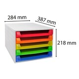 thumbnail of Exacompta 221098D 1x THE BOX, ladenbox met 5 open laden voor DIN A4+ documenten, harlekijn-transparant