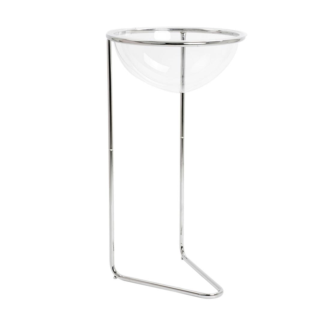 Danieli Store | Expositor de pie con media esfera en metacrilato | Diámetro de la esfera ⌀50 cm | Estructura cromada