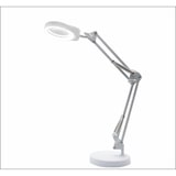 thumbnail of Lámpara LED con lupa de aumento X5 Ø95mm blanca, luz regulable 3 tonos, brazo giratorio 60cm, base estable y abrazadera metálica